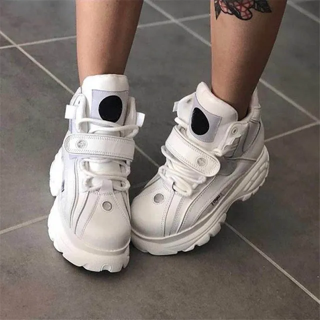 white(high-top) Prova Perfetto; коллекция года; сезон осень; женские кроссовки с высоким берцем; повседневная обувь, увеличивающая рост; кроссовки из натуральной кожи; цвет черный, красный - Цвет: white(high-top)