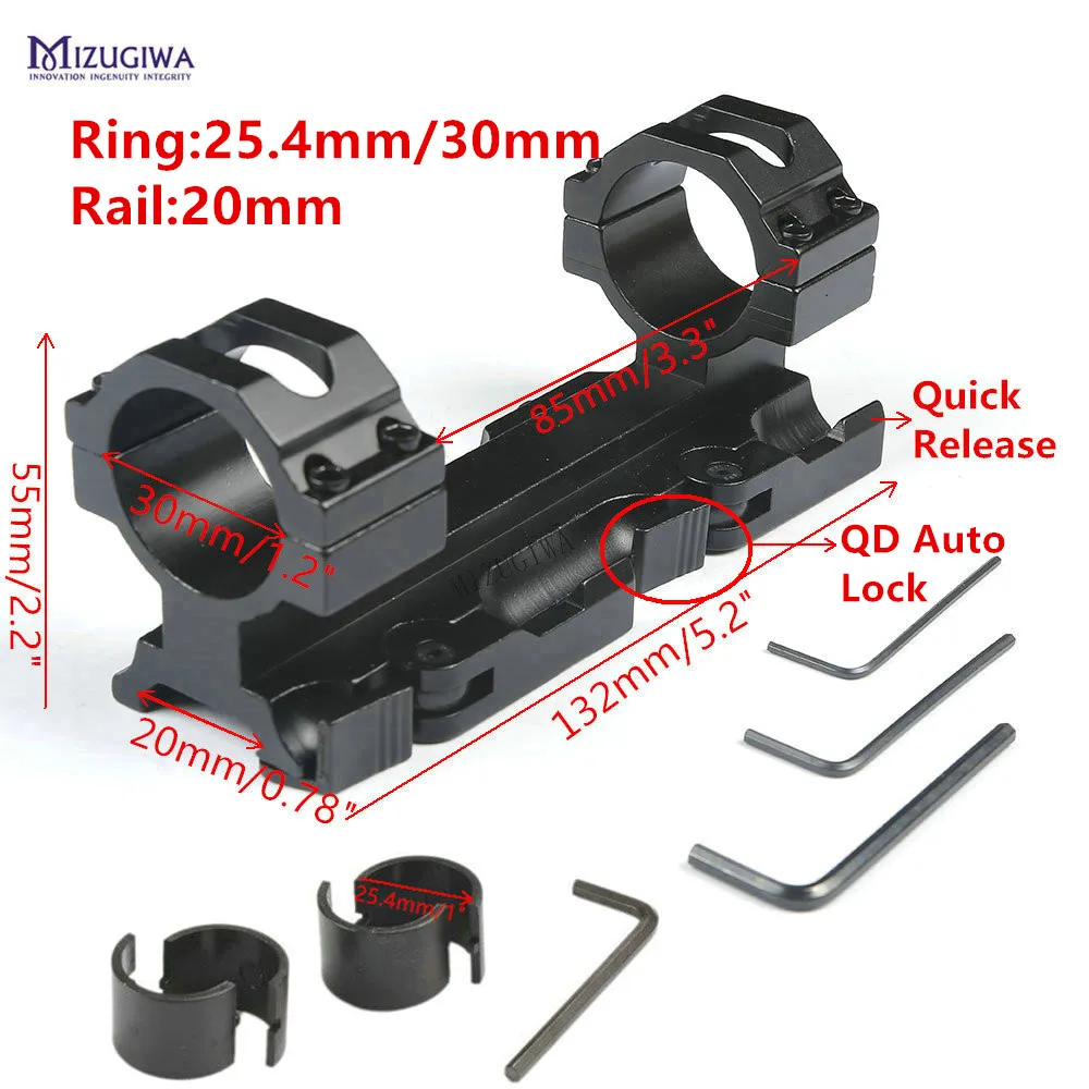 ar 15 scope mount 1 30mm ring cantilever tactical heavy duty flat top offset qd picatinny rail 20mm adapter weaver laser free global shipping