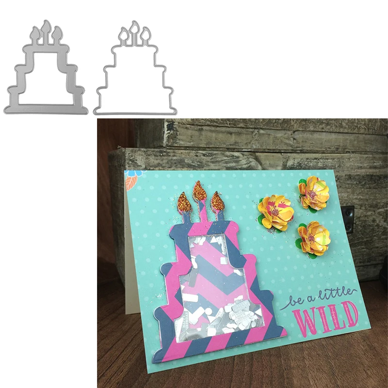 

2 Pieces Delicate Three-tiered Birthday Cake Essentials Metal Cutting Dies Scrapbooking Album Paper DIY Cards Crafts New Dies