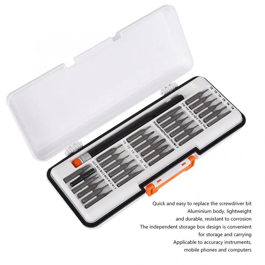 31 шт. Отвертка Набор бит алюминиевый точный инструмент Ремонтный с ящиком для