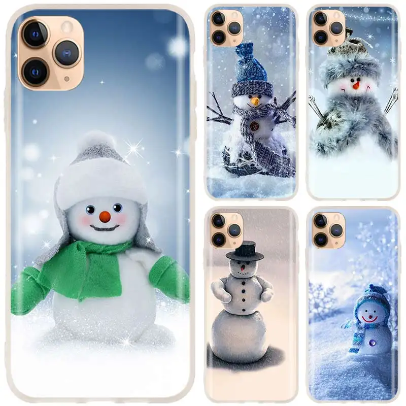 

Мягкий силиконовый чехол для телефона iPhone 12 11 Pro X XR XS Max XR 6 7 8 G Plus SE 2020 5, чехол с изображением снеговика