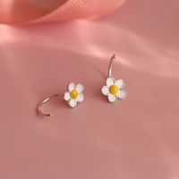 fashion white frangipani stud earring for women genuine 925 sterling silver enamel plant ear studs fine jewelry 2020 new