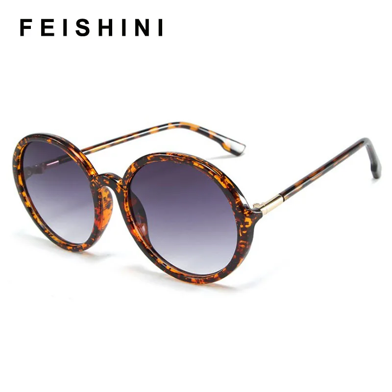 

FEISHINI High Quality Shop Counters Vintage Sunglasses Women Round Luxury Brand Designer UV400 Gradient Sunglasses Ladies Retro