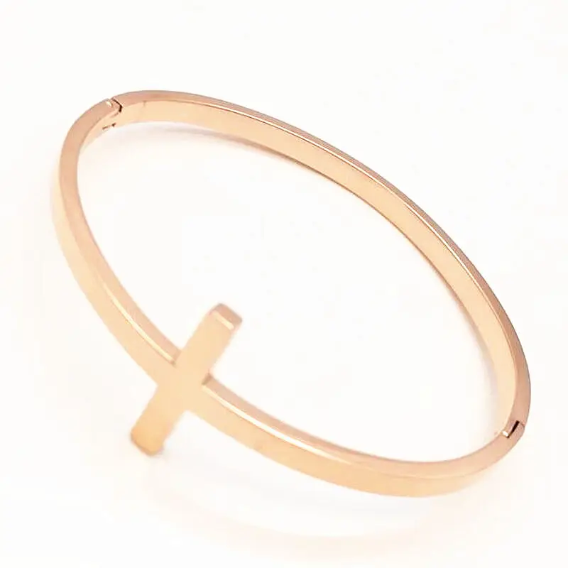 Классические браслеты LOOKER с крестом цвета розового золота из нержавеющей стали