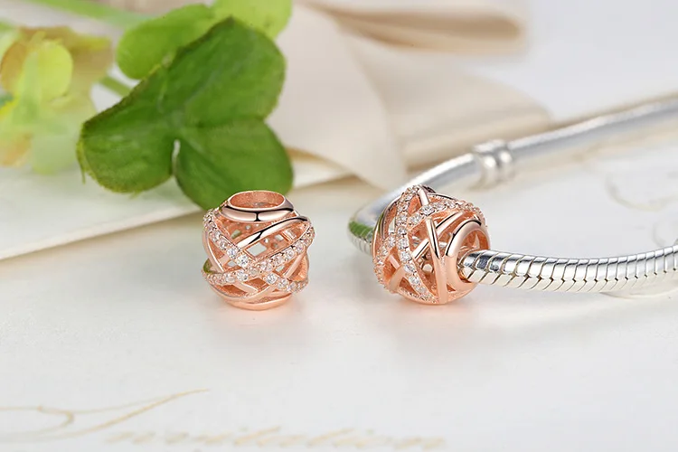 Новые розовые зажимы в форме сердца белые циркониевые бусины подвеска виде Розы