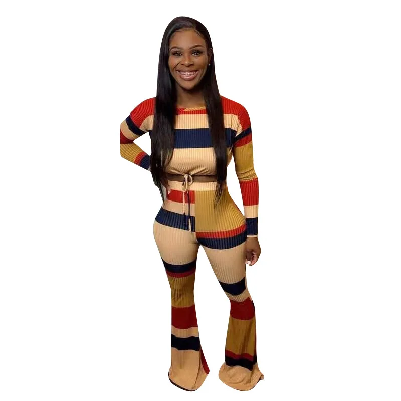 Новый популярный женский комплект штанов с круглым вырезом осенне-зимний