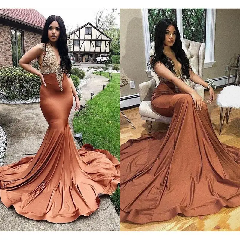 Picture Color Vestidos de gala африканская Русалка Выпускные платья Длинные сексуальные глубокий v-образный вырез импортные вечерние платья черные женские вечерние платья для девочек - Цвет: Picture Color