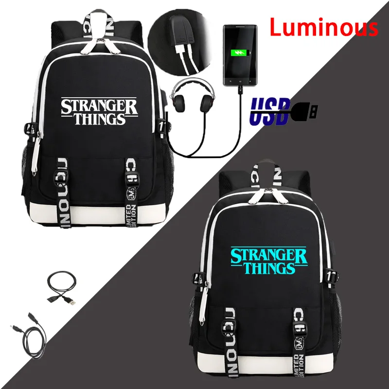 LuminousA Рюкзак IMIDO Stranger Thing для школьников, студентов, светящийся, зарядка через usb, повседневные сумки для мальчиков, Одноцветный рюкзак на плечи для подростков - Цвет: LuminousA