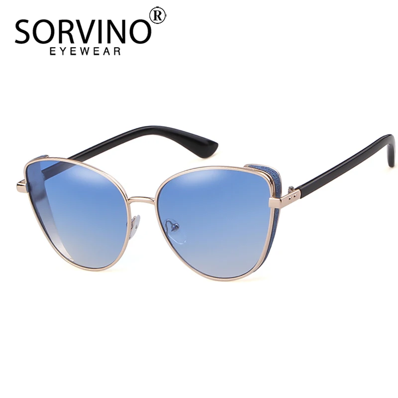 Женские винтажные солнцезащитные очки SORVINO кошачий глаз розового и голубого