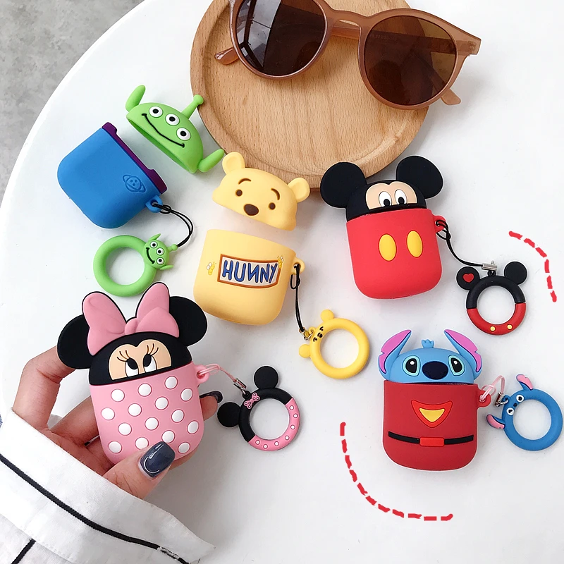 Силиконовый чехол в горошек с милым 3D рисунком Минни Микки для AirPods, беспроводные Bluetooth наушники, гарнитура, аксессуары