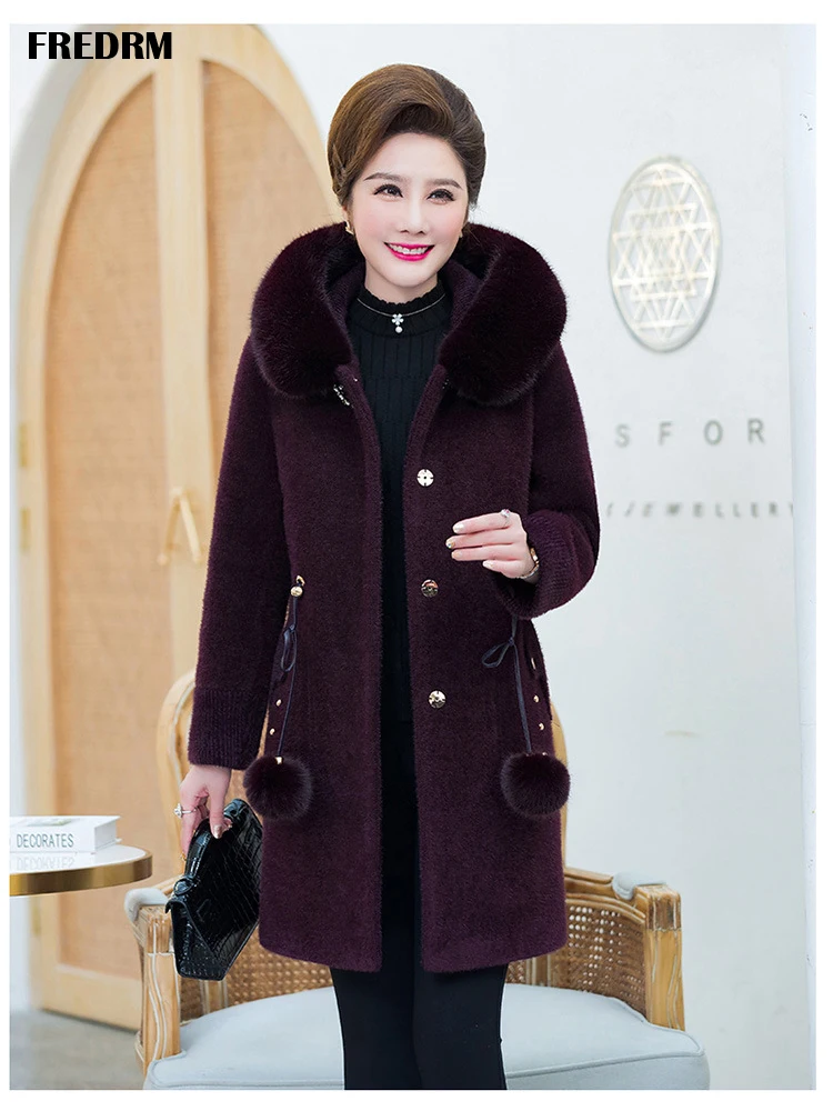 

Женское шерстяное пальто FREDRM, зимнее офисное пальто из искусственного меха на флисе с толстым капюшоном, верхняя одежда больших размеров 5XL,...