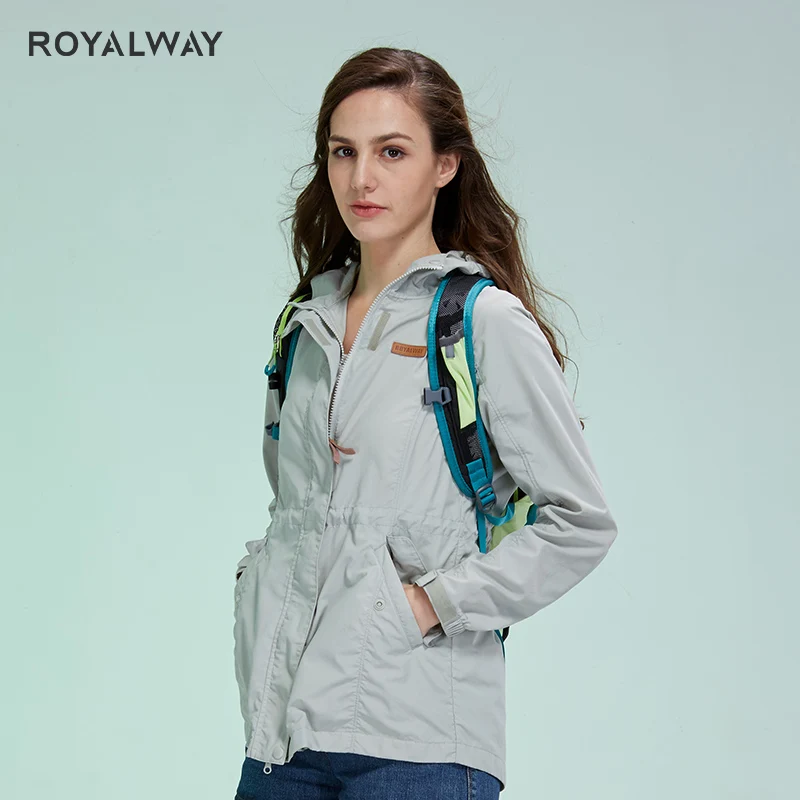 

ROYALWAY уличная одежда для женщин Кемпинг походы Рыбалка Велоспорт средней длины Тип ветровка водонепроницаемые куртки RFCL1234H