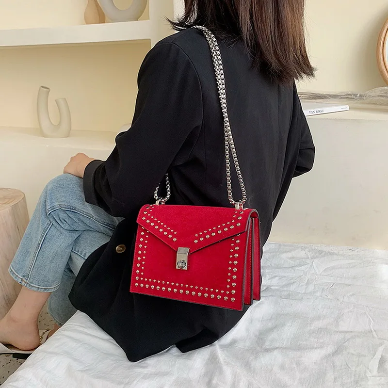 Осенние винтажные кожаные сумки для женщин модные через плечо с цепочкой и