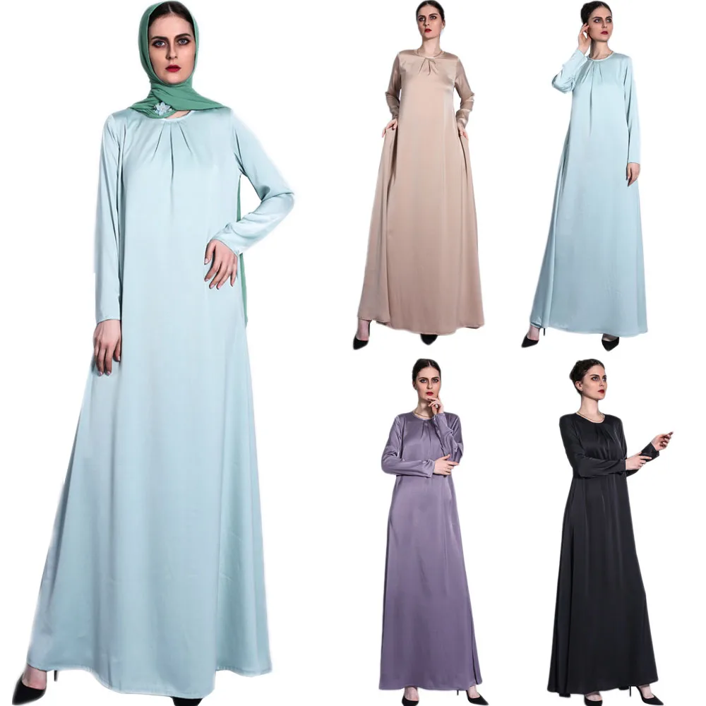 

Eid Ramadan Luxury Women Long Sleeve Long Dress O-neck Arabic Abaya Muslim O-nekc Party Evening Islamic Dubai Kaftan Middle East