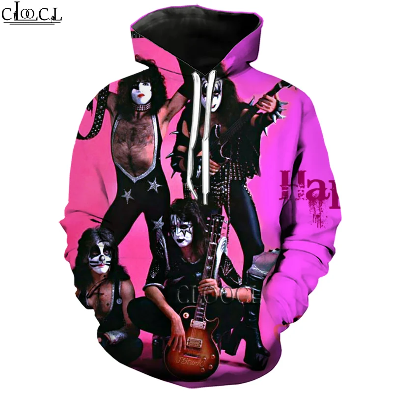 

HX Newest Hip Hop Rock Metal Kiss Band Casual Streetwear 3D Print Tracksuit Hoodies Men Women Fashion Tops Drop Shipping