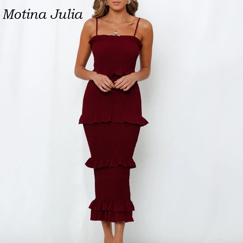 Motina Julia сексуальное облегающее гофрированное платье с рюшами женские вечерние