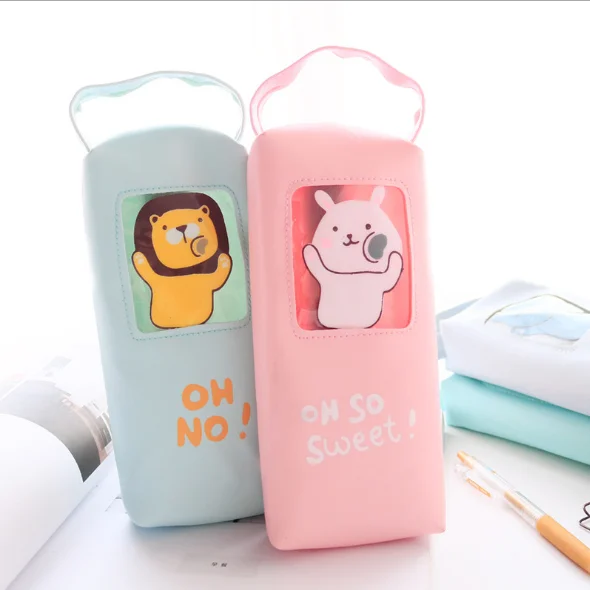 Корейский креативный пенал из ПУ мультяшная сумка для ручек прозрачная Милая