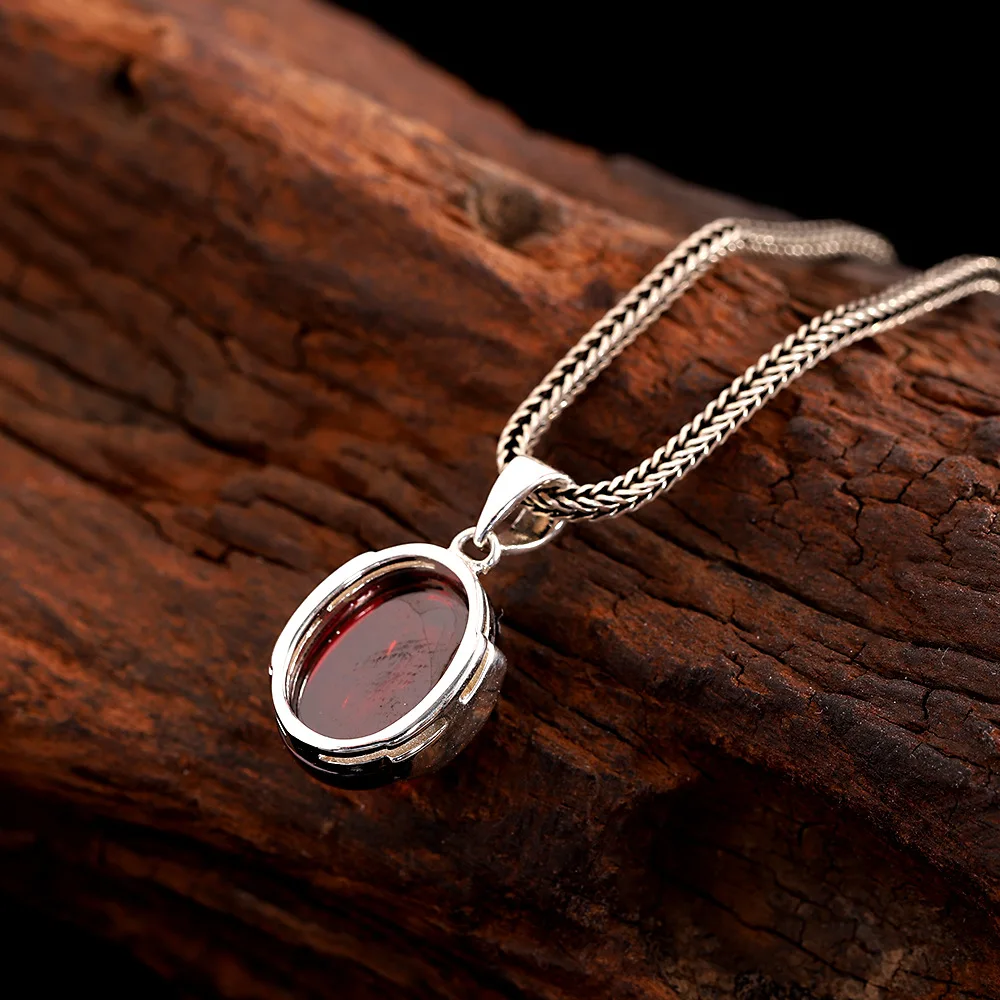 Женское Ожерелье с красным гранатом из серебра 100% пробы