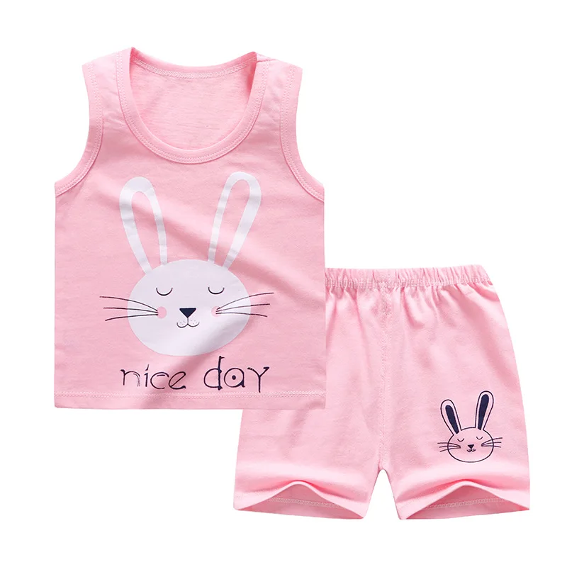 Newborn Baby Boy Clothes Infant Outfits Kids Cartoon Casual Set Toddler Girls Sleeveless Sets Summer Clothing For | Детская одежда и