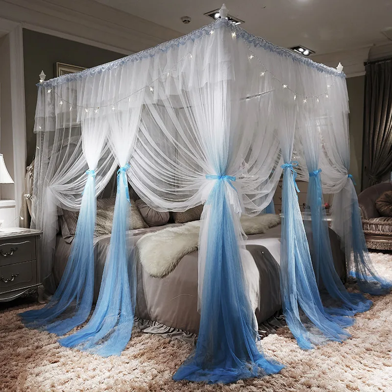 

Модная двойная ветрозащитная сетка принцессы 1,8 м кровать новая Шифрованная элегантная утолщенная 1,5 м четыре угла приземлилась домашний текстиль москитная сетка