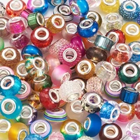 100pcs mix color resin european beads large hole spacer beads for jewelry making charm bracelet necklace diy accessories