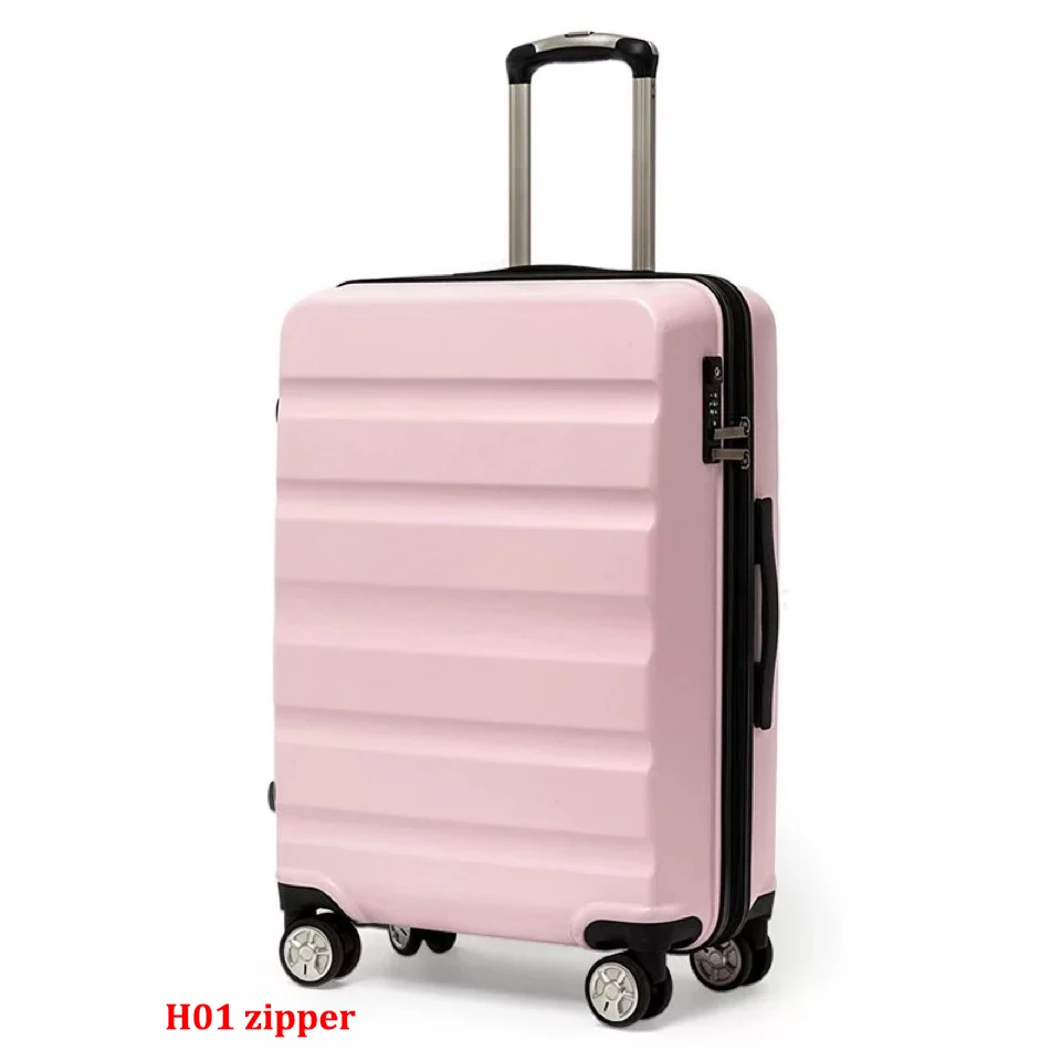 pink Zip ПК 20''24/28 дюймов Дорожная сумка на чемодан на колесиках Прокат троллейбусов кабины, сумка для багажа Сумка Для женщин Стильный чемодан - Цвет: pink Zip