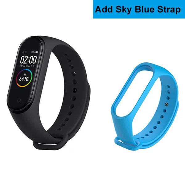add blue strap Глобальная версия Xiaomi mi группа 4 смарт-браслет 6-axis Сенсор активно-матричные осид, Экран Bluetooth 5,0 Водонепроницаемый монитор сердечного ритма mi Группа 4 - Цвет: add blue strap