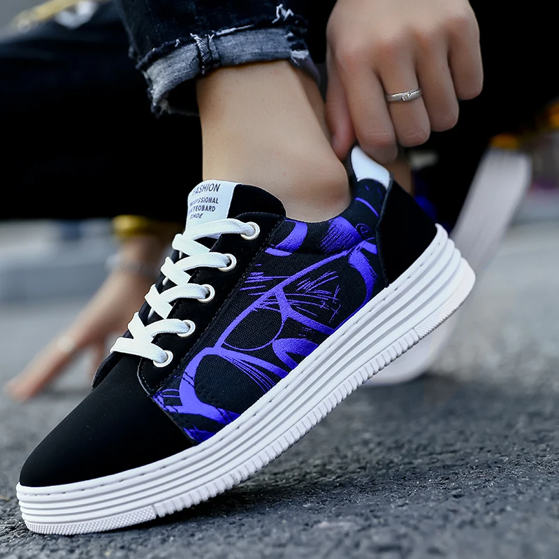 

Fashion New Male Canvas Shoes Floral Casual Sneakers Unisex Lightweight Lace Up Outdoor Women Sports Shoes Men Walking Footwear