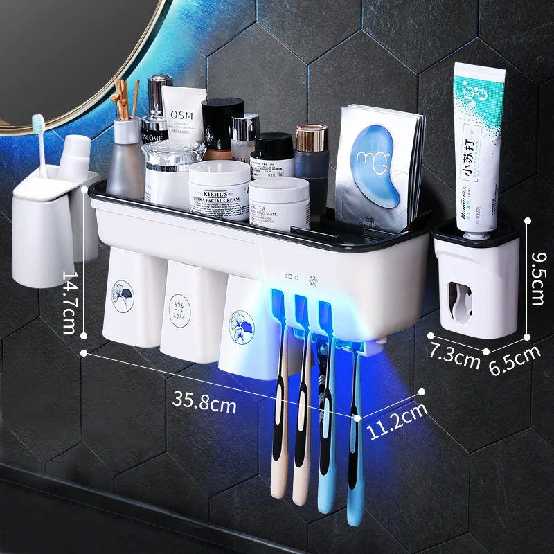 

zq Toothbrush Rack UV Sterilization Sterilizer Smart Electric Punch-Free Wall-Mounted Cup Gargle Cup Hanger