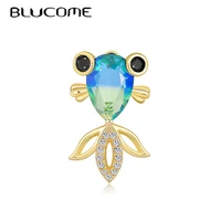 blucome creative new korean goldfish brooch high grade pure copper tourmaline animal brooch real brooches pins
