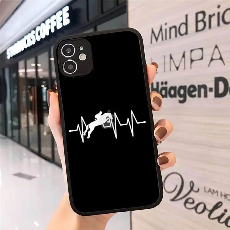 

Horse Pony Horse Heartbeat Phone Case Matte Transparent for iPhone 7 8 11 12 s mini pro X XS XR MAX Plus cover funda