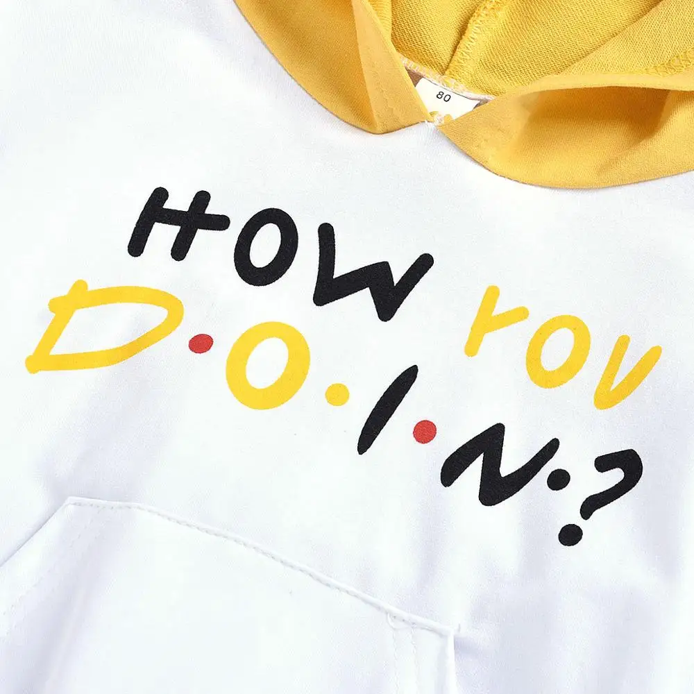 Kid Baby Girl Boy White Hooded Sweater Letter Sweatshirt Bebe Clothes Outfit |