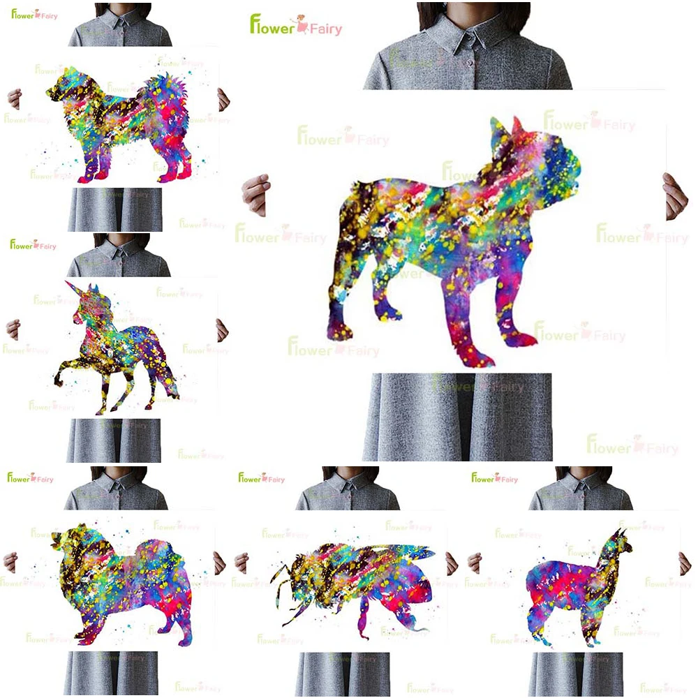 

Watercolor Animals Dog Alpaca Posters Nordic Poster Wall Art Canvas Painting Wall Pictures For Living Room Home Decor Unframed