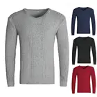 Мужской однотонный свитер с V-образным вырезом, вязаный осенне-зимний свитер, облегающий теплый свитер с длинными рукавами для отдыха, свитер оверсайз