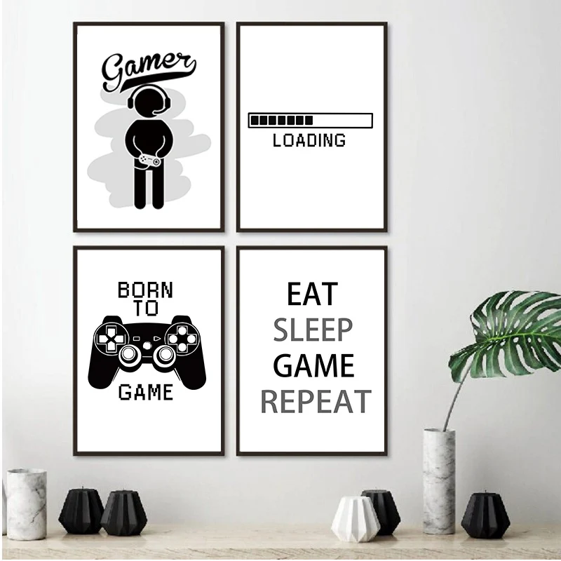 

2022 New Boys Wall Art Paintings Home Decor Gamer Quotes Canvas Picture Print and Posters Decoration for Kids Bedroomroom