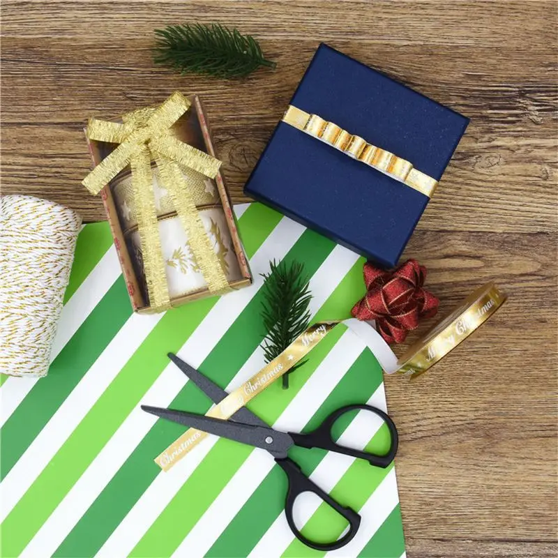 

2021 New Metallic Tassels Merry Christmas Letters Ribbon for DIY Gift Wrapping Decoration