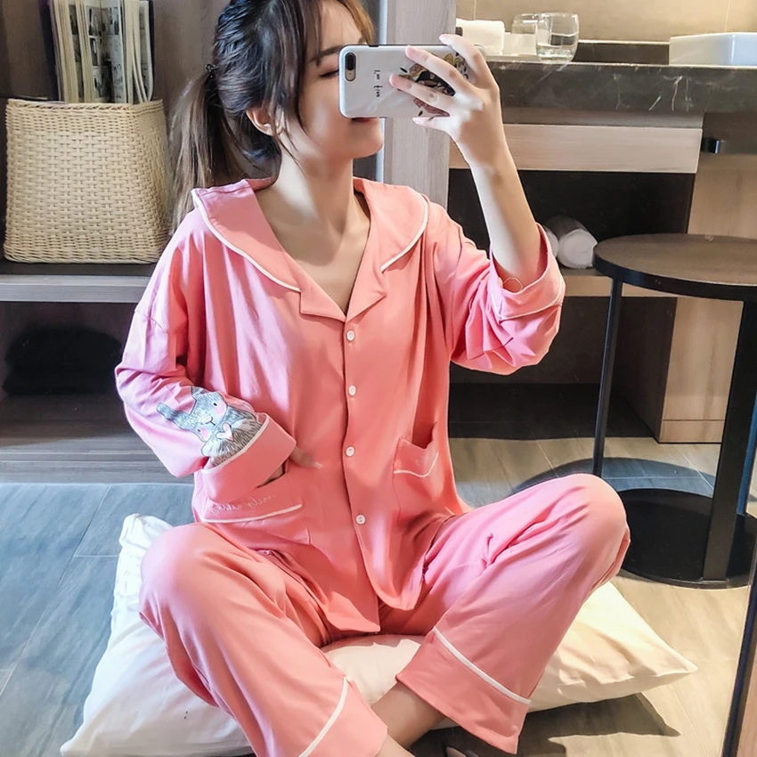 

Confinement pregnant women suit pajamas spring and autumn winter postpartum feeding clothes long-sleeved home service