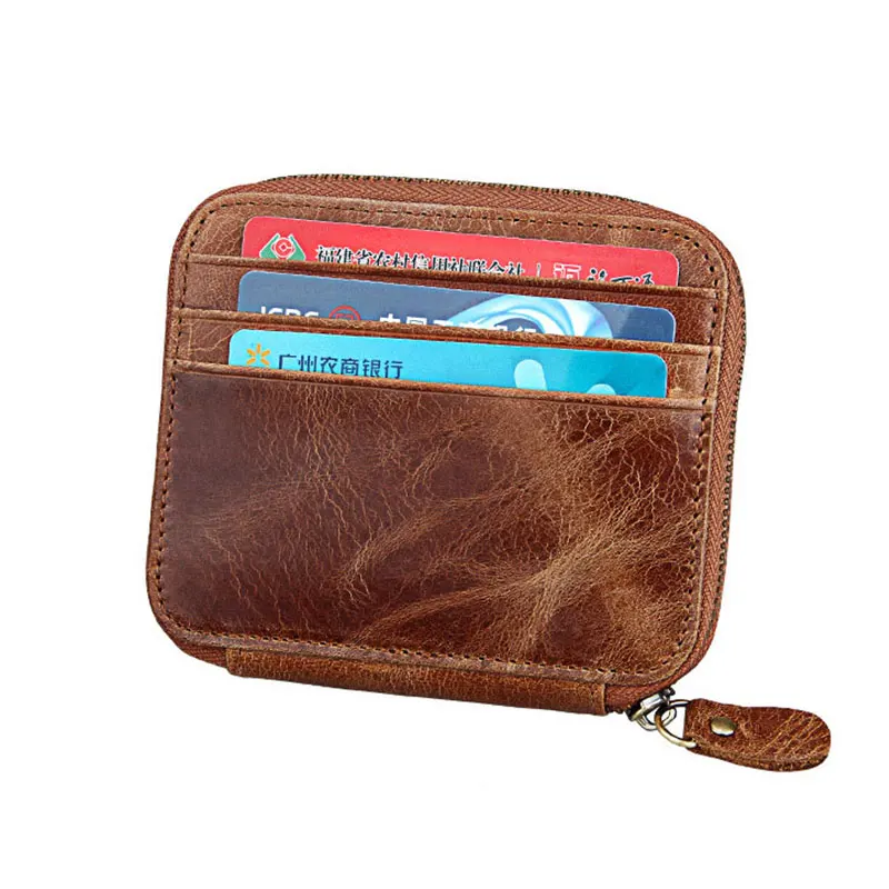 Кошелек для монет мужской из натуральной кожи держатель карт на молнии|Мужские
