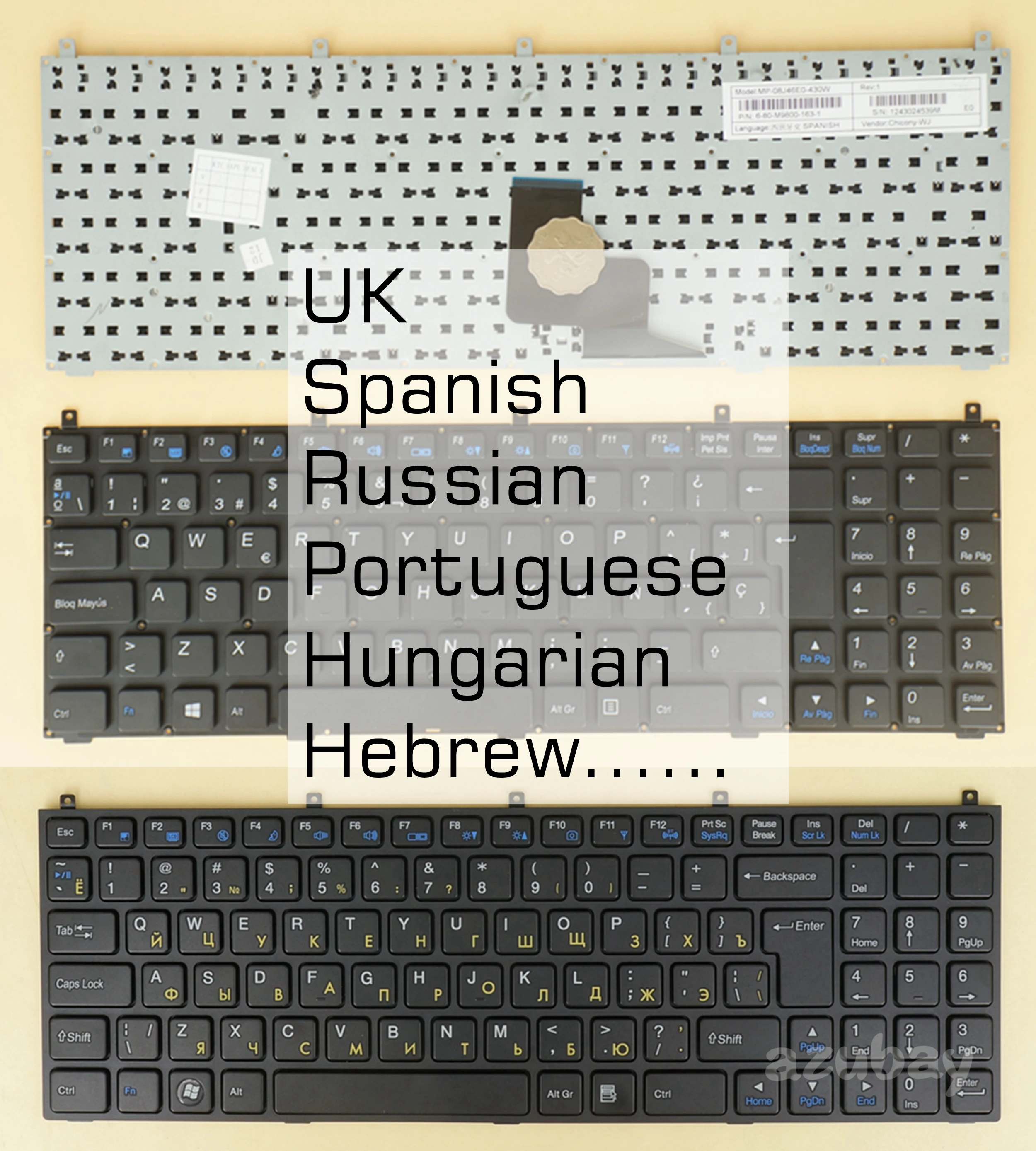 

UK Spanish Portuguese Hungarian Hebrew Russian Keyboard For Clevo W270HPQ W270HSQ W270HUQ W271BUQ W271CZQ W271EFQ W271EGQ W27XB