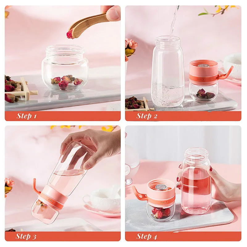 450/600 мл Новая креативная стеклянная бутылка для воды девочек милые портативные