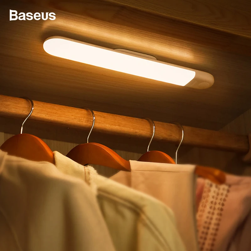 Baseus светодиодный светильник для шкафа с PIR датчиком движения, индукционный шкаф для шкафа, светильник для шкафа, Ночной светильник для кухни, спальни