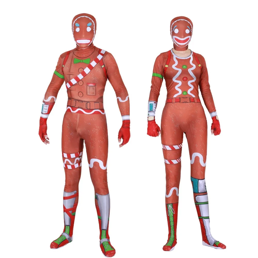 Gingerbread Man Cosplay Costume Party Halloween Christmas for adult and Kids Brithday Gift Fancy Jumpsuits Mask | Тематическая