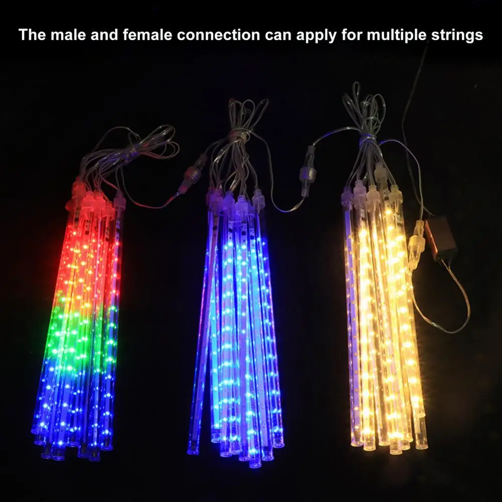 

8Pcs/Set Meteor Shower Rain Light Low-Power Drop Icicle Acrylic US/EU Plug 8 Tube 30cm Waterproof String Lamp Party Decoration