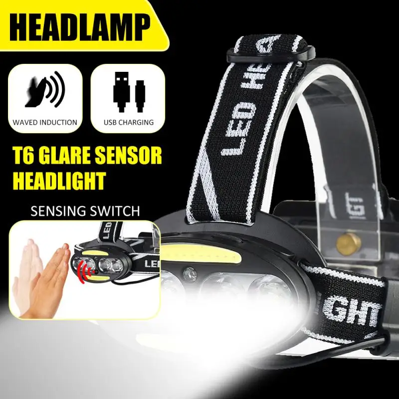 XM T6 портативный Индуктивный Водонепроницаемый светодиодный налобный фонарь для