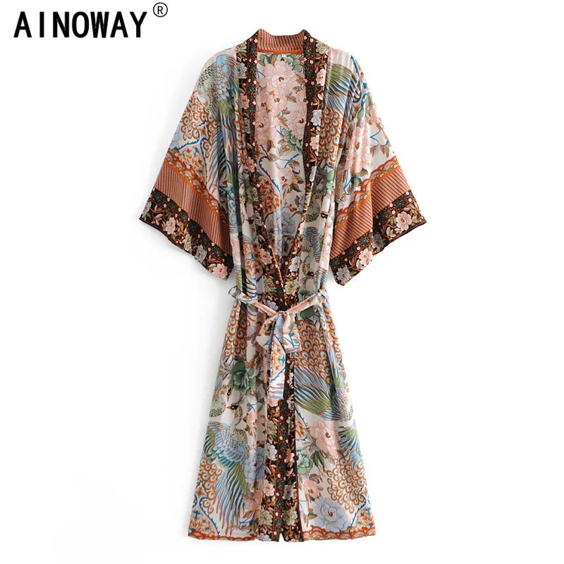 Винтажное шикарное женское зеленое платье с цветочным принтом и рукавом летучая