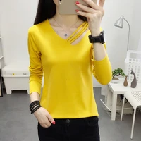 fashion hollow out long sleeve women t shirt fall strap 2021 casual harajuku basic clothes elegant simplicity oversized pulover