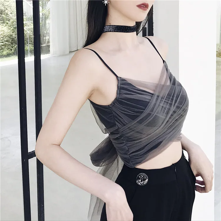 

Leixin original French romantic temperament advanced fashion chic overlapping yarn small camisole female summer slim