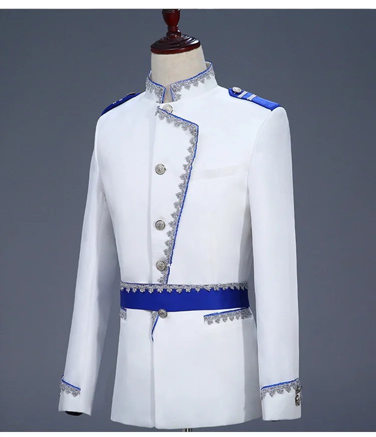 

3Pcs Mens Court Dress Costumes Prince Charming Stage European Drama Performance Suits Blazer+Trousers+Belt K37