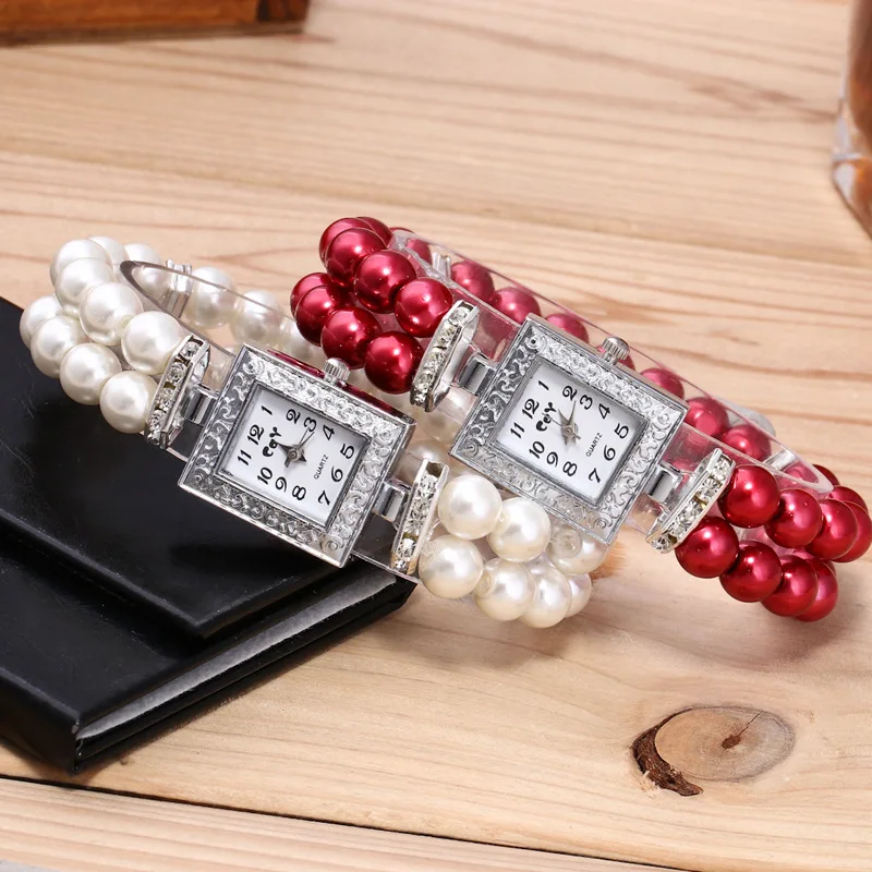 

Fashion Women watch clock women Casual WristWatches Pearl beaded bracelet Watches Strap Quartz Wrist Watch horloges vrouwen
