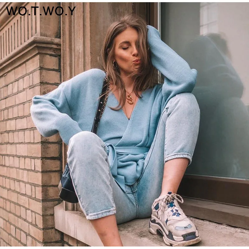 WOTWOY, шнуровка, v-образный вырез, крест, зимние вязаные свитера для женщин, с открытыми плечами, розовый цвет, уличная одежда, сексуальные кардиганы большого размера для женщин,, хит